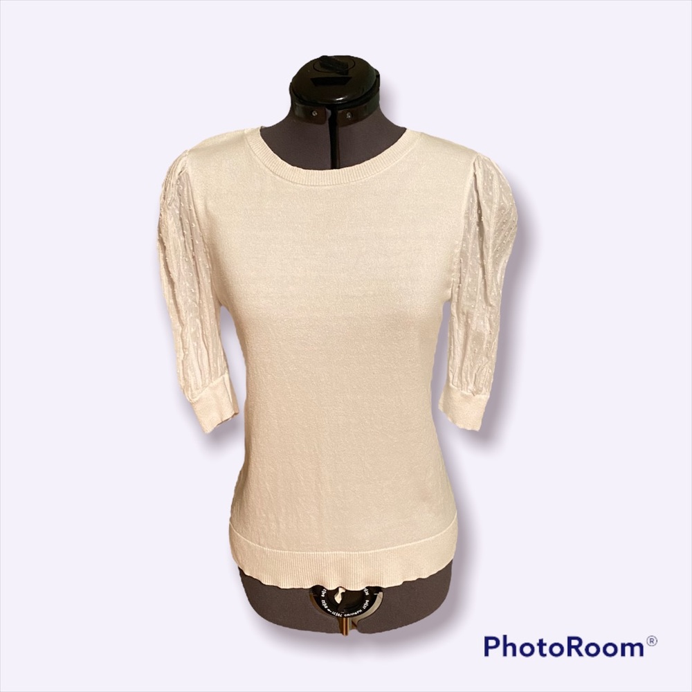 Loft Petite Puff Sleeve Sweater Tee - Picture 2 of 4